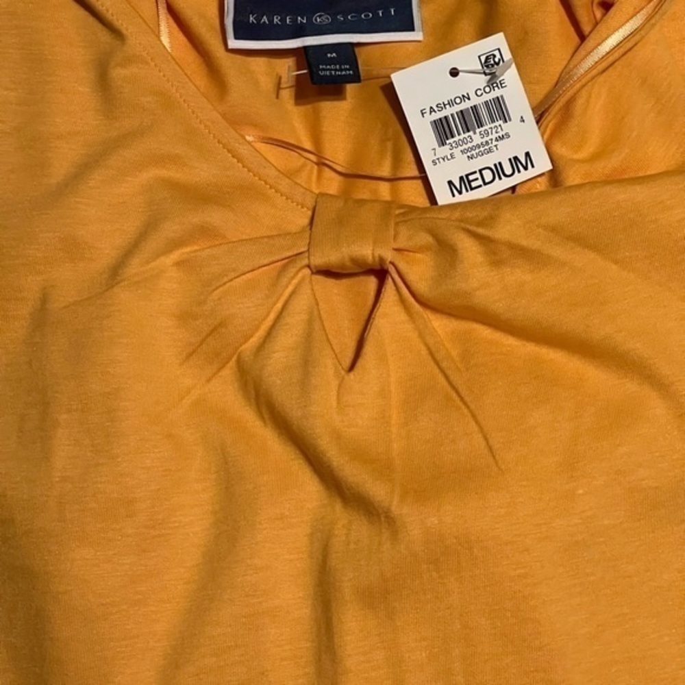 ๐ Karen Scott golden yellow 3/4 sleeve top medium - Picture 2 of 6